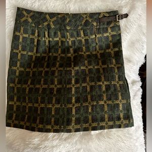 ANN TAYLOR LOFT PETITES Size 8P Wool Green/Blue/Yellow Mini NWT